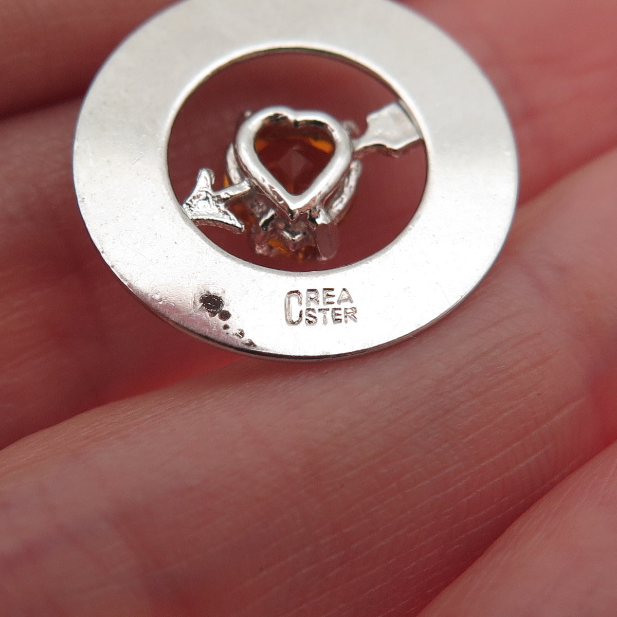 Crea Sterling Silver Vintage Rhinestone November Birthstone Heart Charm Pendant