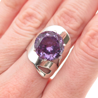 J. Sotelo 925 Sterling Vintage Mexico Lab-Created Peacock Sapphire Ring Size 6.5