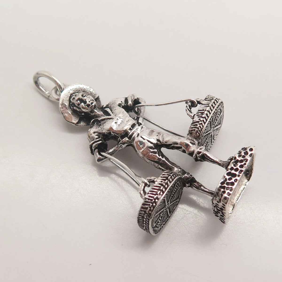 925 Sterling Silver Vintage Fishmonger Pendant