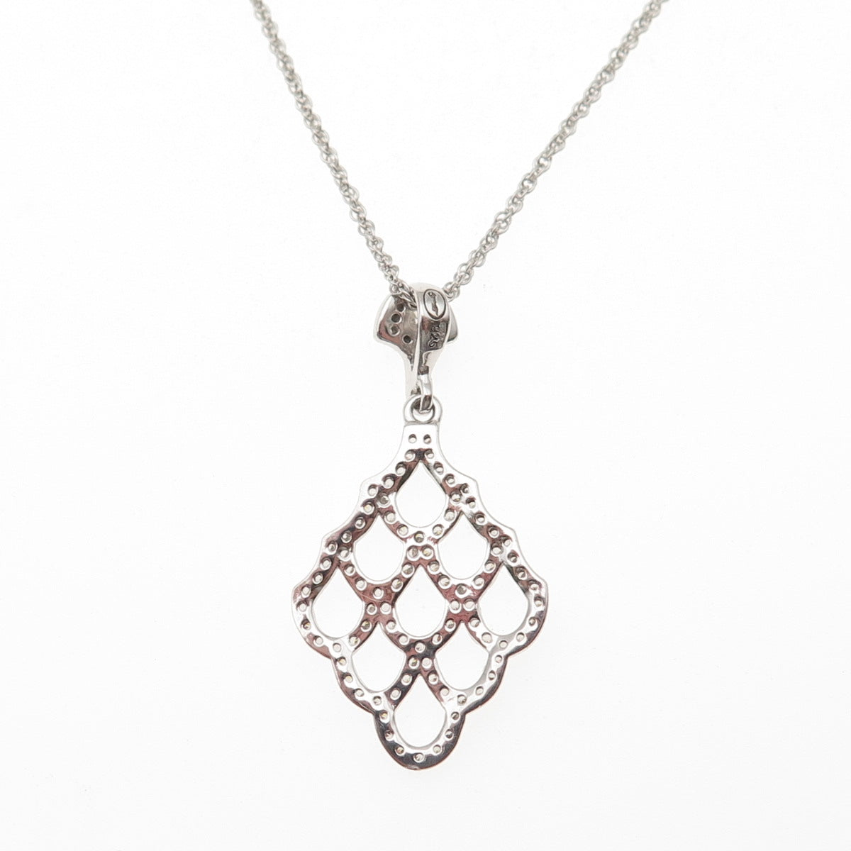 NJO Designs 925 Sterling Silver Dublin C Z Twisted Rope Chain Necklace 16-18"