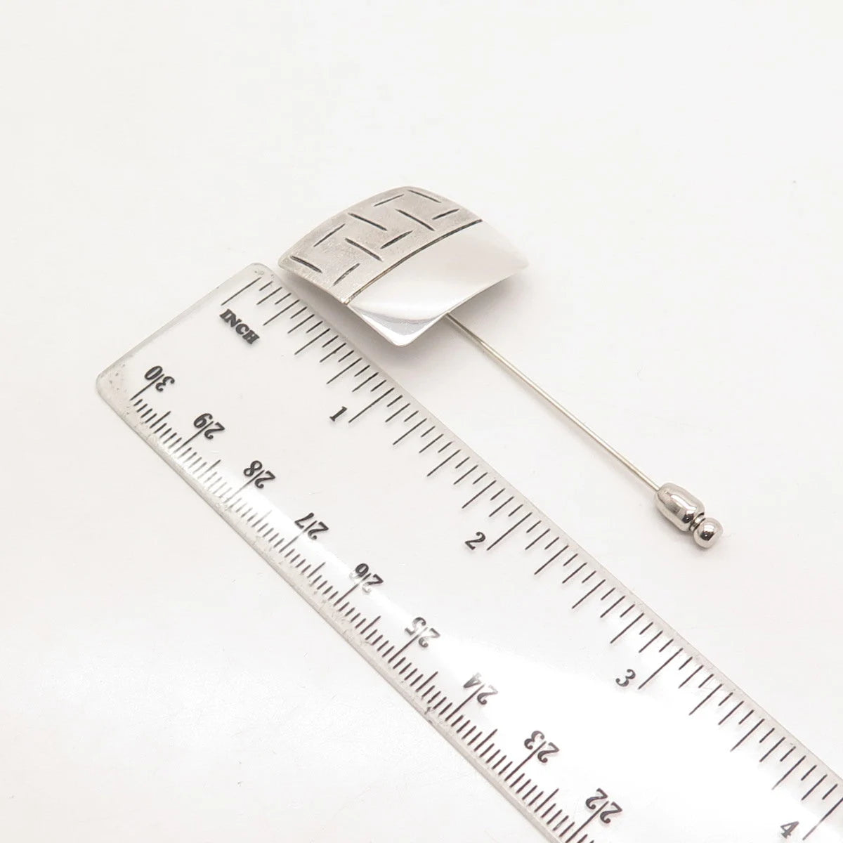 925 Sterling Silver Vintage Israel Textured Square Lapel Pin