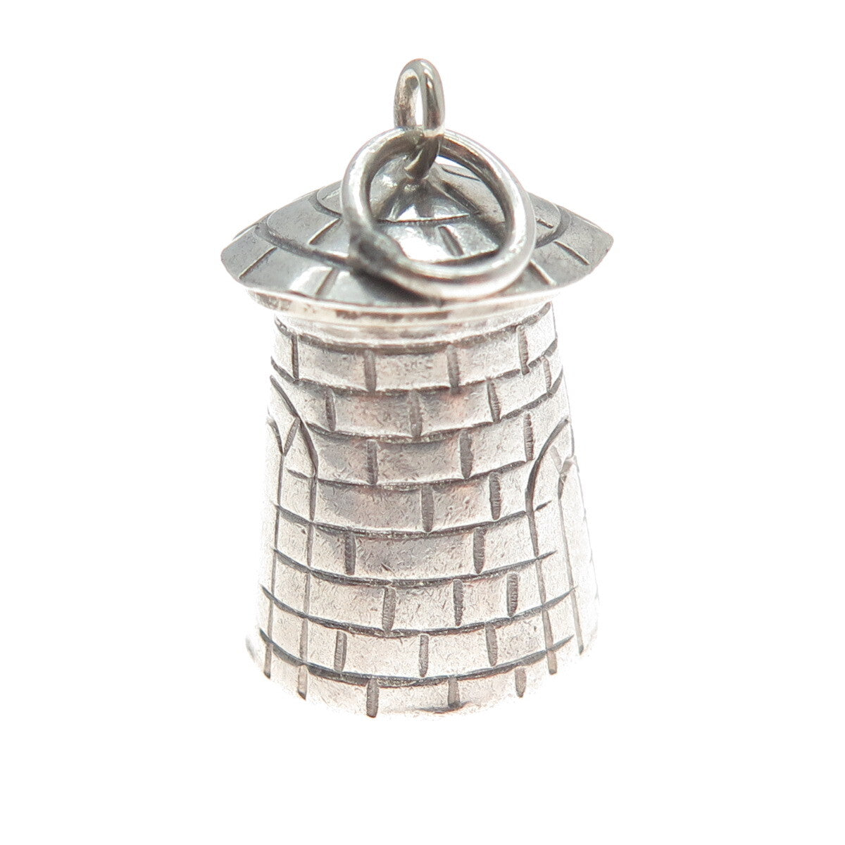 925 Sterling Silver Vintage Mexico Tower 3D Charm Pendant