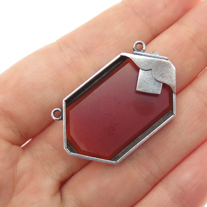 925 Sterling Antique Germany Real Carnelian Marcasite Bracelet Necklace Box Lock