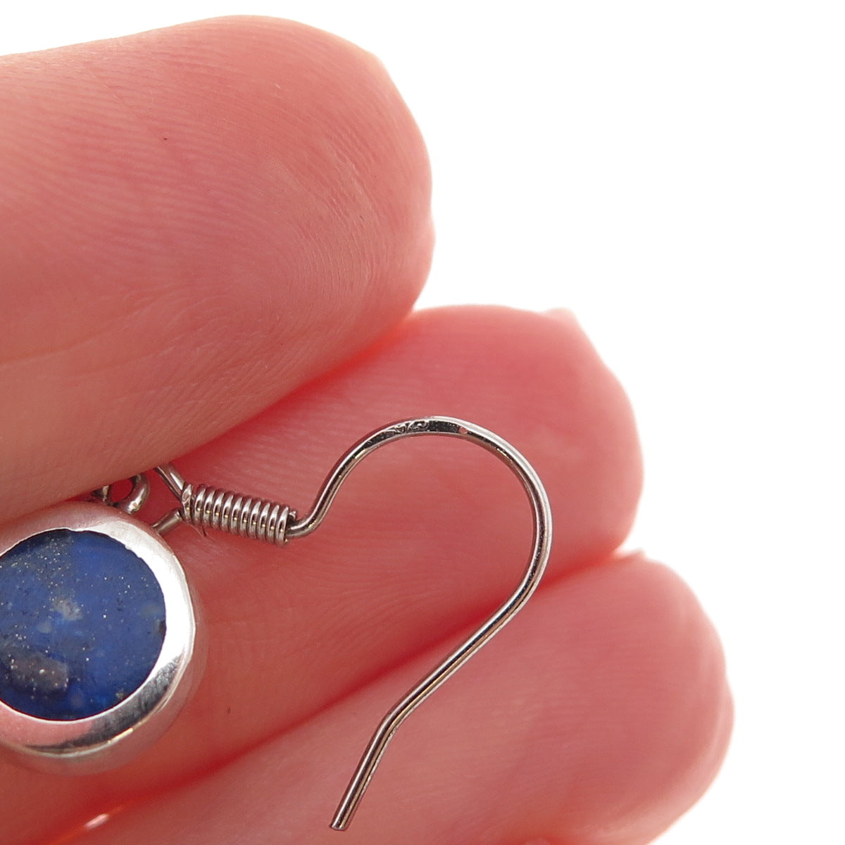950 Silver Vintage Real Lapis Dangle Earrings