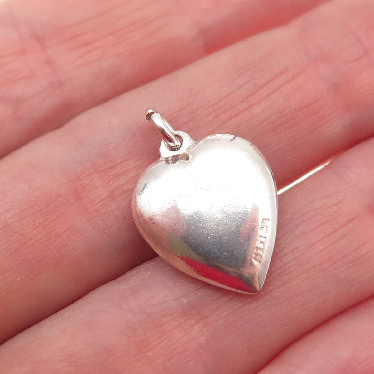 925 Sterling Silver Antique Art Deco Enamel Bow Chatelaine Heart Mini Pendant