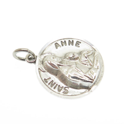 CHAPEL 925 Sterling Silver Vintage St. Anne Religious Medal Charm Pendant