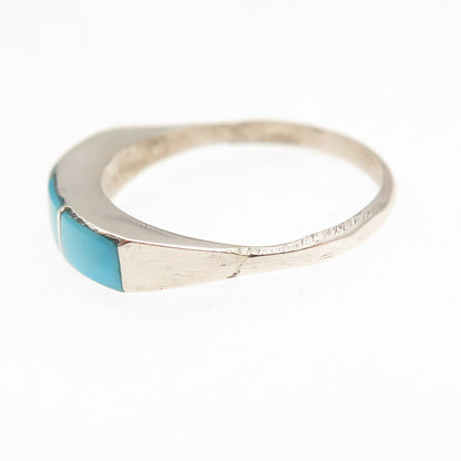 Old Pawn 925 Sterling Silver Vintage Southwestern Turquoise Tribal Ring Size 6