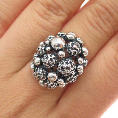 BEAU 925 Sterling Silver Antique Beaded Oxidized Adjustable Ring Size 6.75