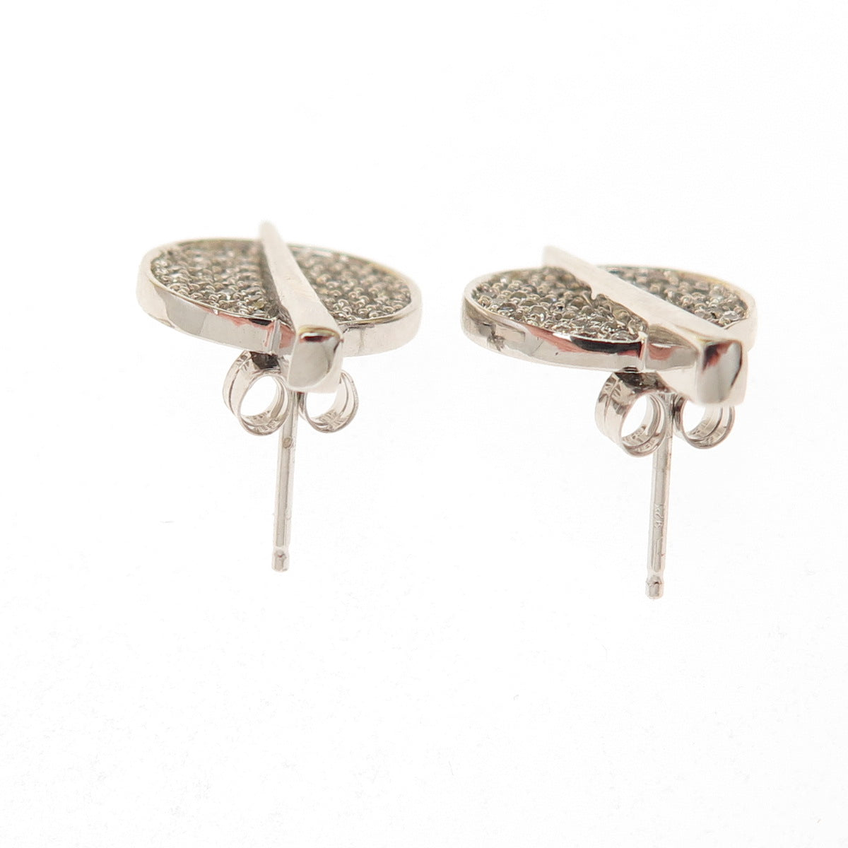 925 Sterling Silver Round-Cut C Z Modernist Disc Earrings