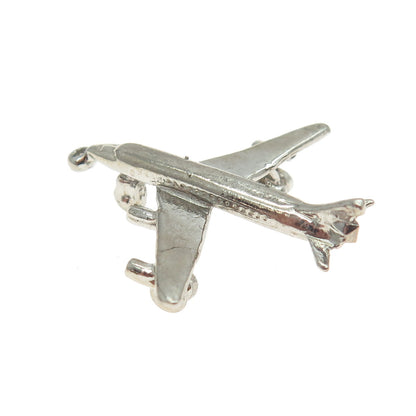 925 Sterling Silver Vintage Airplane 3D Pendant