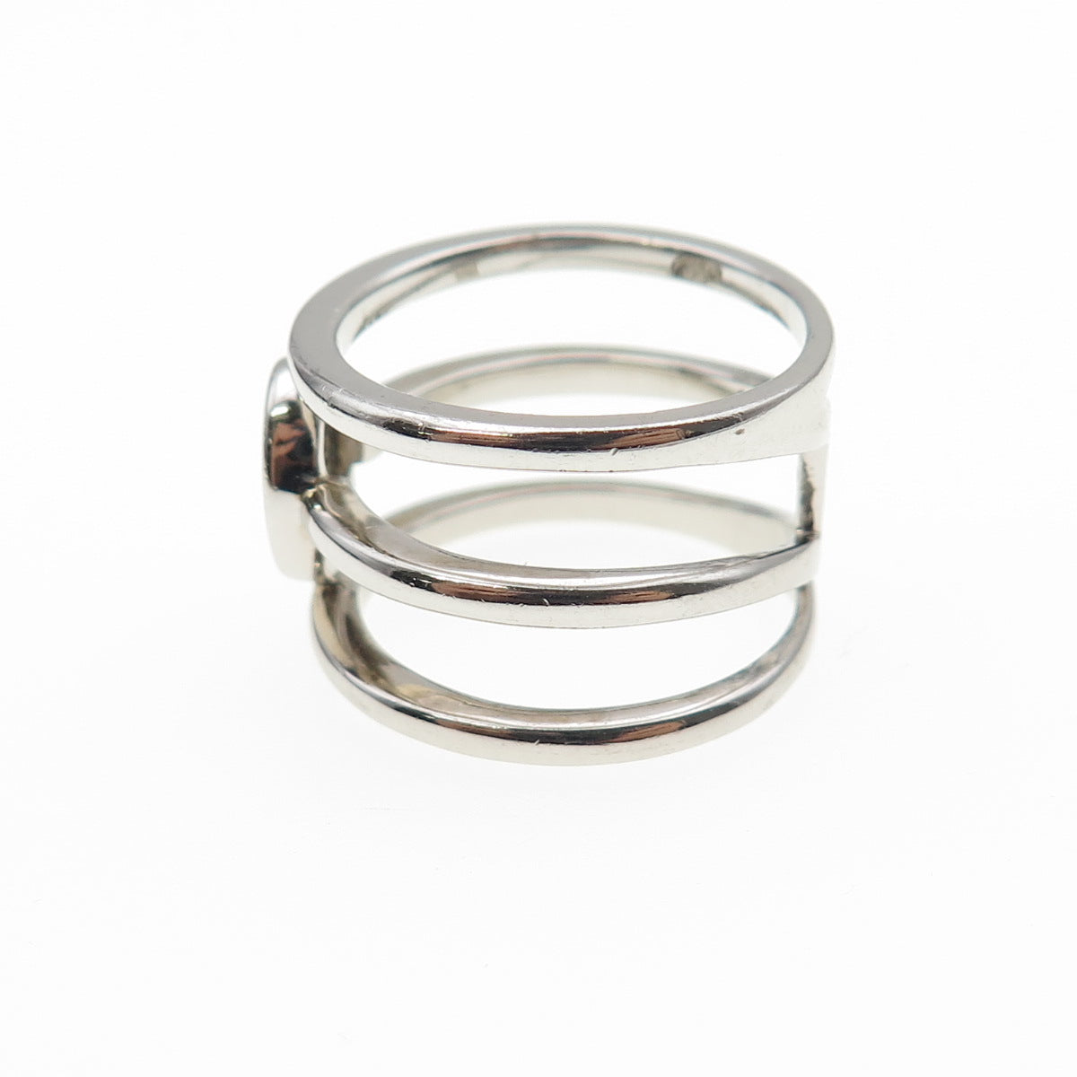 925 Sterling Silver Round-Cut C Z 3-Row Ring Size 7