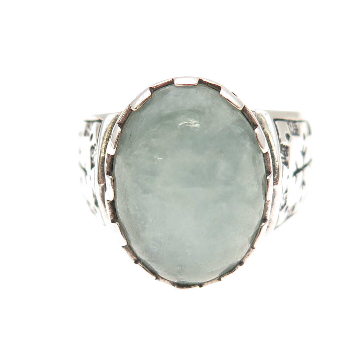 Carolyn Pollack 925 Sterling Vintage Milky Aquamarine Snowflake Ring Size 9.25