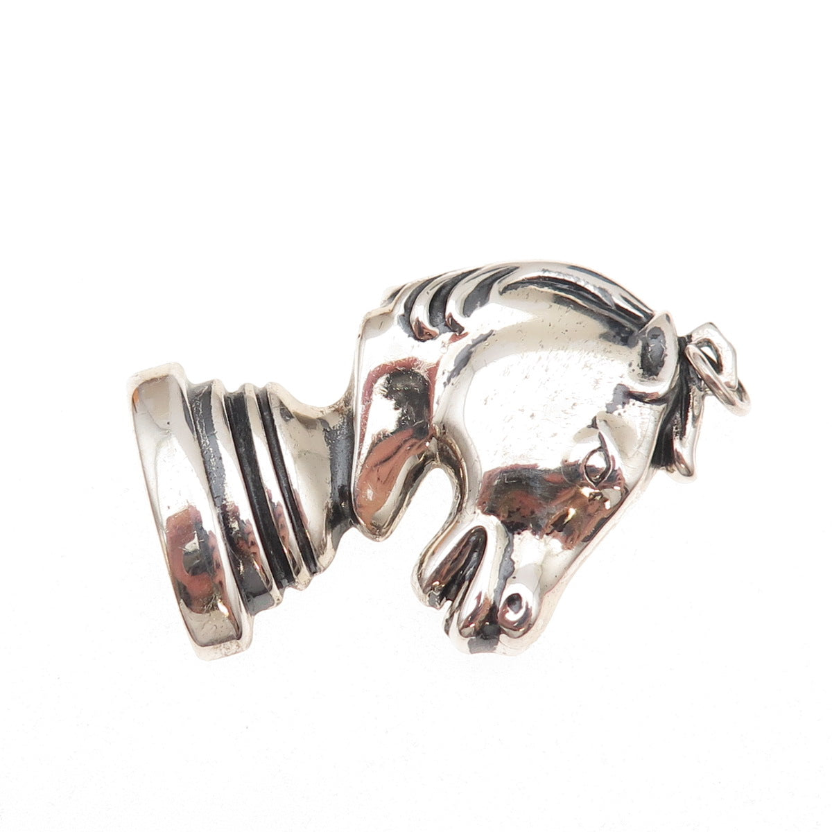 Danecraft 925 Sterling Silver Vintage Knight Chess Piece Oxidized Pendant