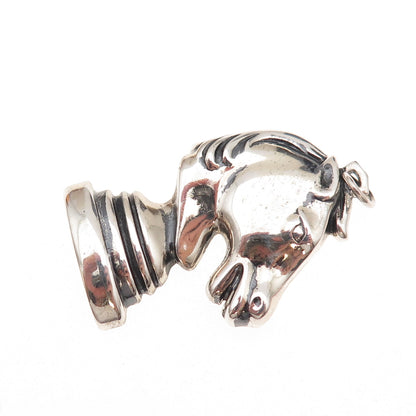 Danecraft 925 Sterling Silver Vintage Knight Chess Piece Oxidized Pendant