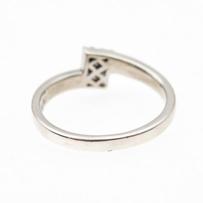 925 Sterling Silver Round-Cut C Z Bypass Ring Size 6.75