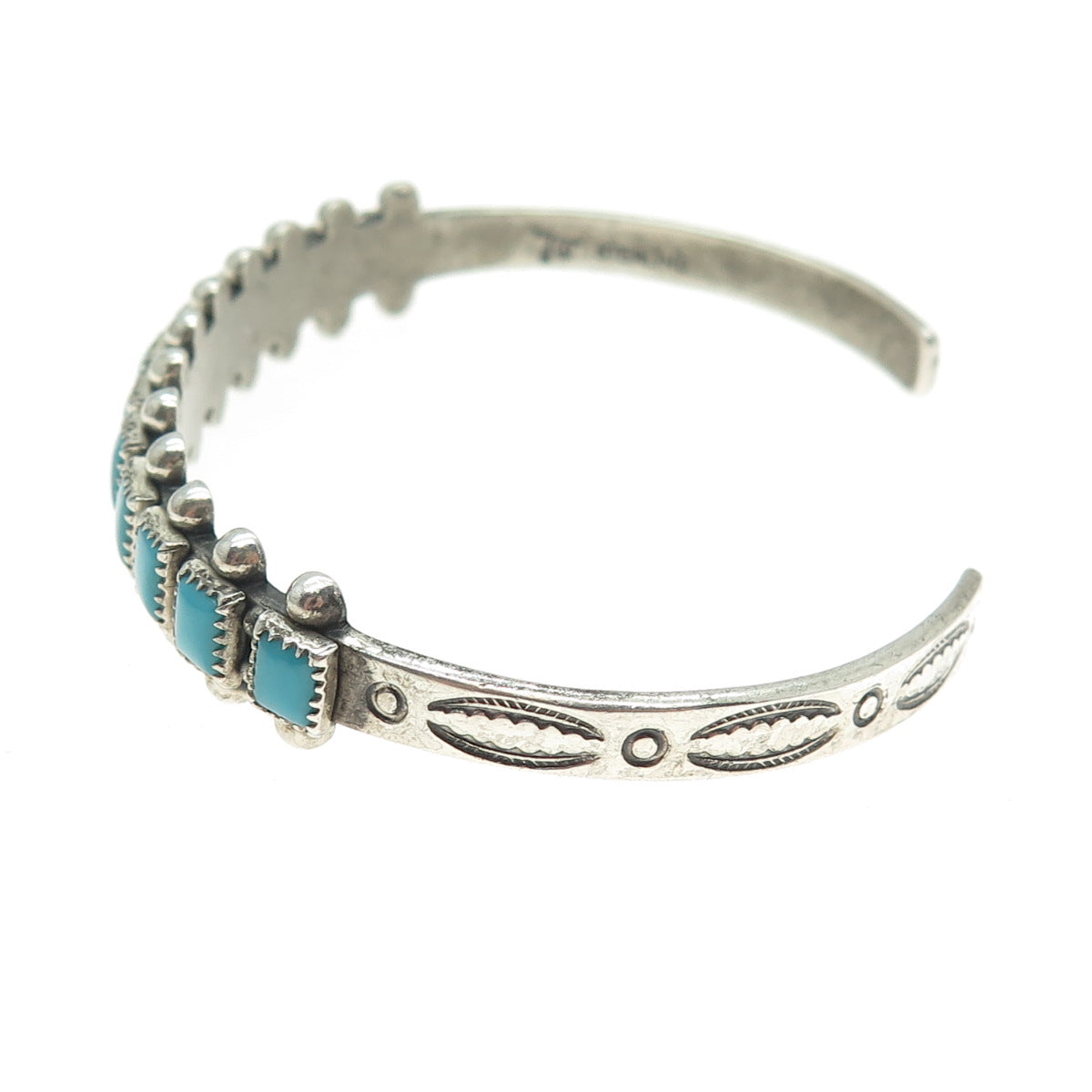 BELL TRADING POST Old Pawn Sterling Silver Turquoise Adjustable Bracelet 6.5"