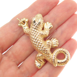 ITAOR 925 Sterling Silver Gold Plated Vintage Italy Lizard 3D Charm Pendant