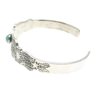 JEZLAINE Sterling Silver Vintage Turquoise Flower Adjustable Cuff Bracelet 7.5"