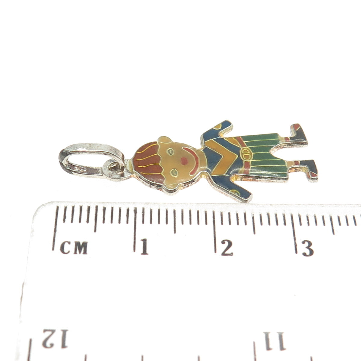 PATENT 800 Silver Vintage Italy Enamel Boy Charm Pendant