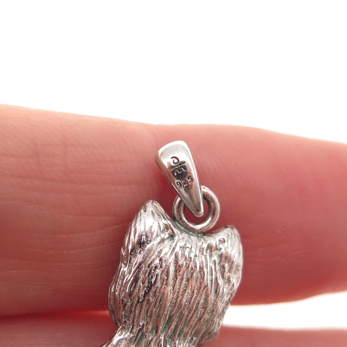 925 Sterling Silver Vintage Real Diamond Yorkshire Terrier Charm Pendant