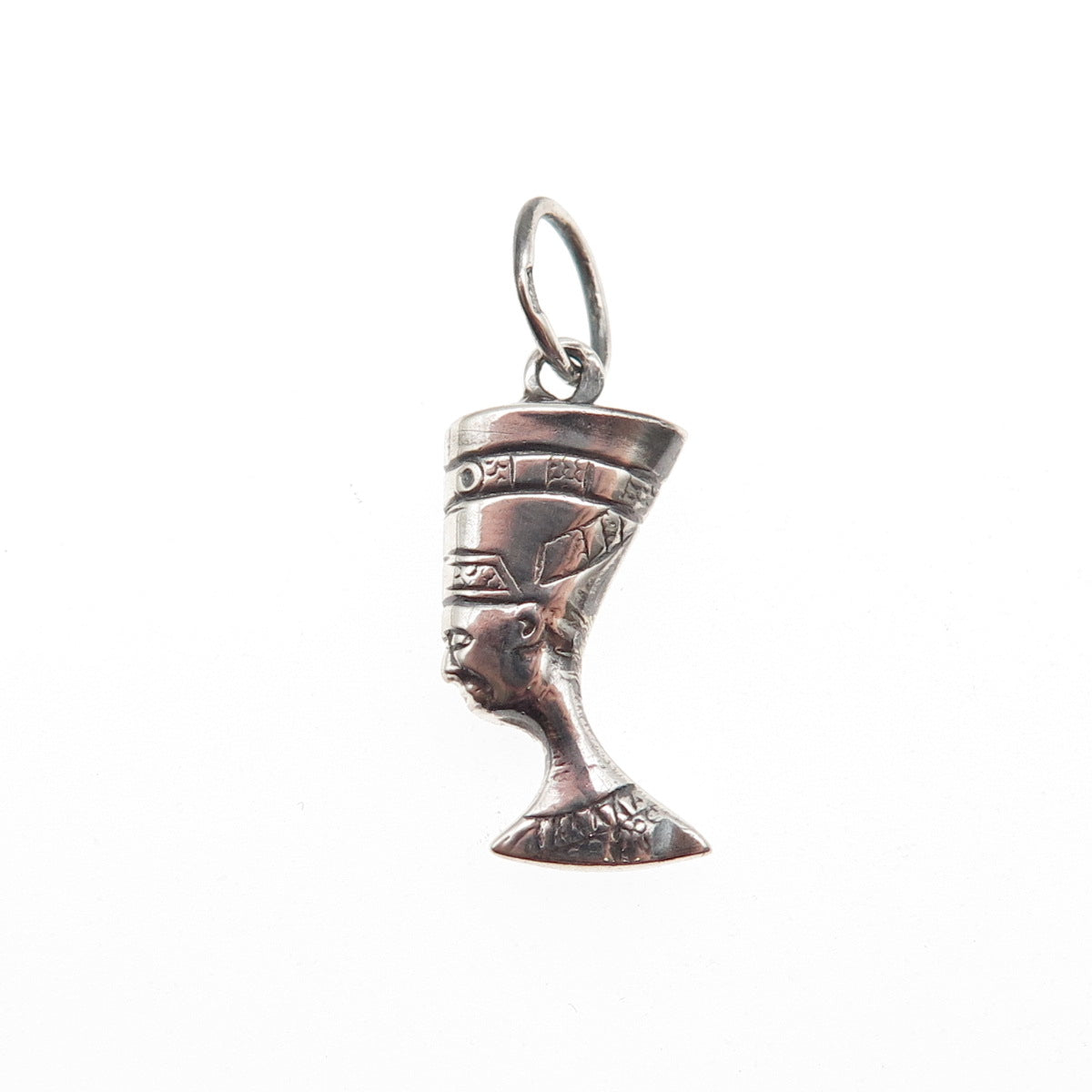 925 Sterling Silver Vintage Egyptian Nefertiti Oxidized Mini Charm Pendant
