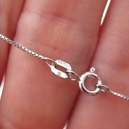 925 Sterling Silver Enamel Heart Couple Box Chain Necklace 18"
