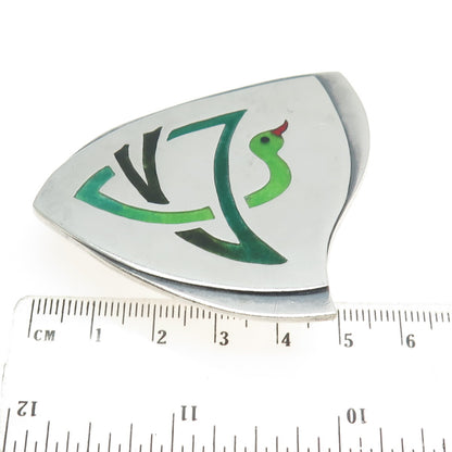 925 Sterling Silver Vintage Enamel Snake Modernist Pendant