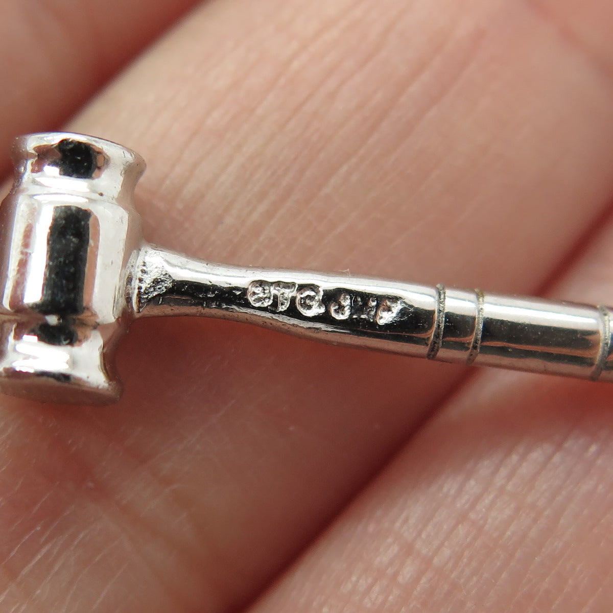 J.M. FISHER 925 Sterling Silver Vintage Gavel Charm Pendant