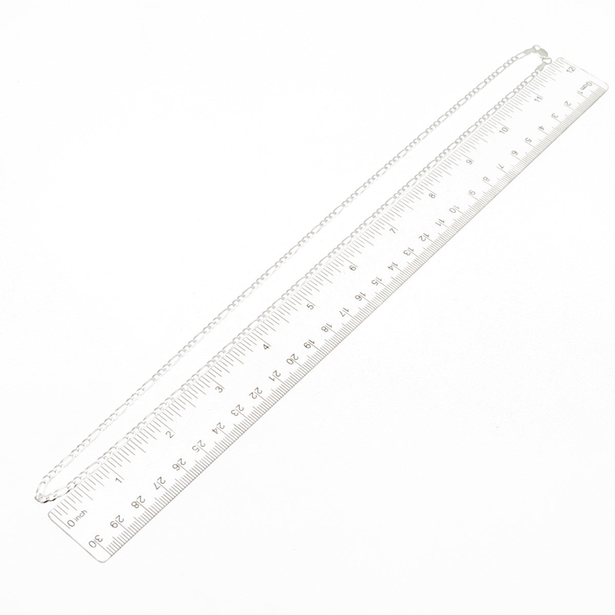 925 Sterling Silver Italy Figaro Chain Necklace 24"