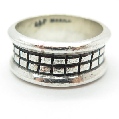 925 Sterling Silver Vintage Mexico Cuban Cigar Oxidized Ring Size 9.5