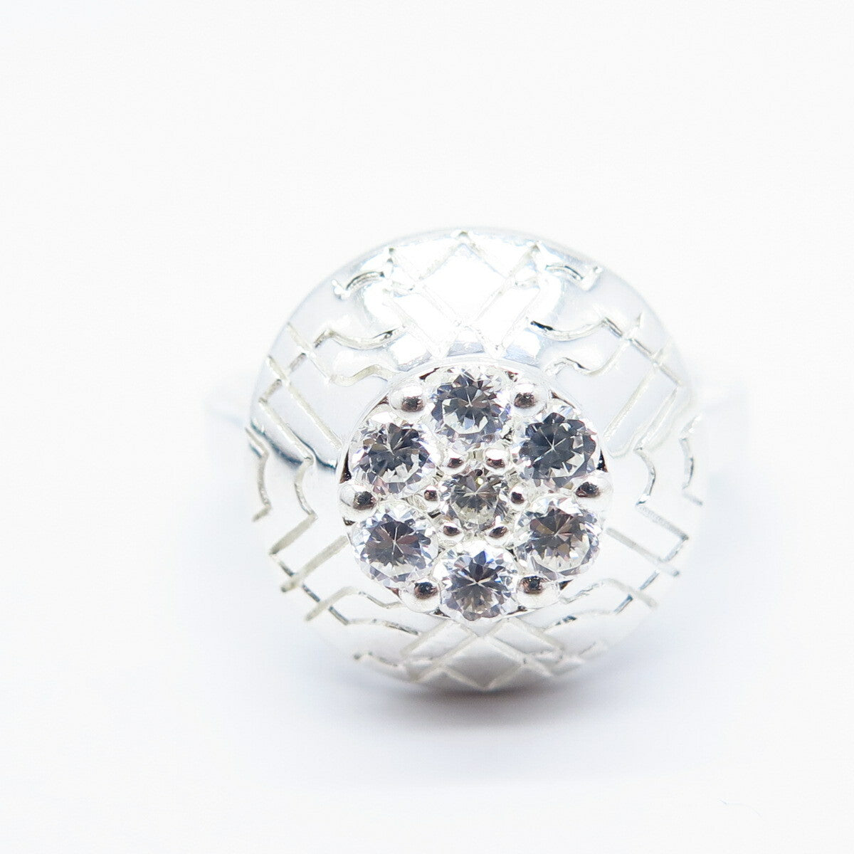 925 Sterling Silver Monet C Z Ornate Ring Size 7