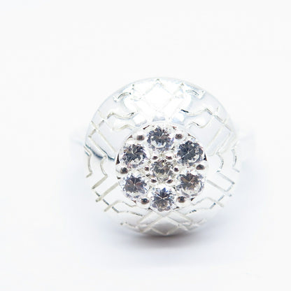 925 Sterling Silver Monet C Z Ornate Ring Size 7