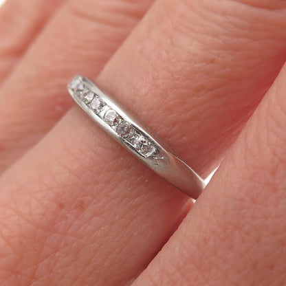 Antique Art Deco Platinum Real Round-Cut Diamond Ring Size 7