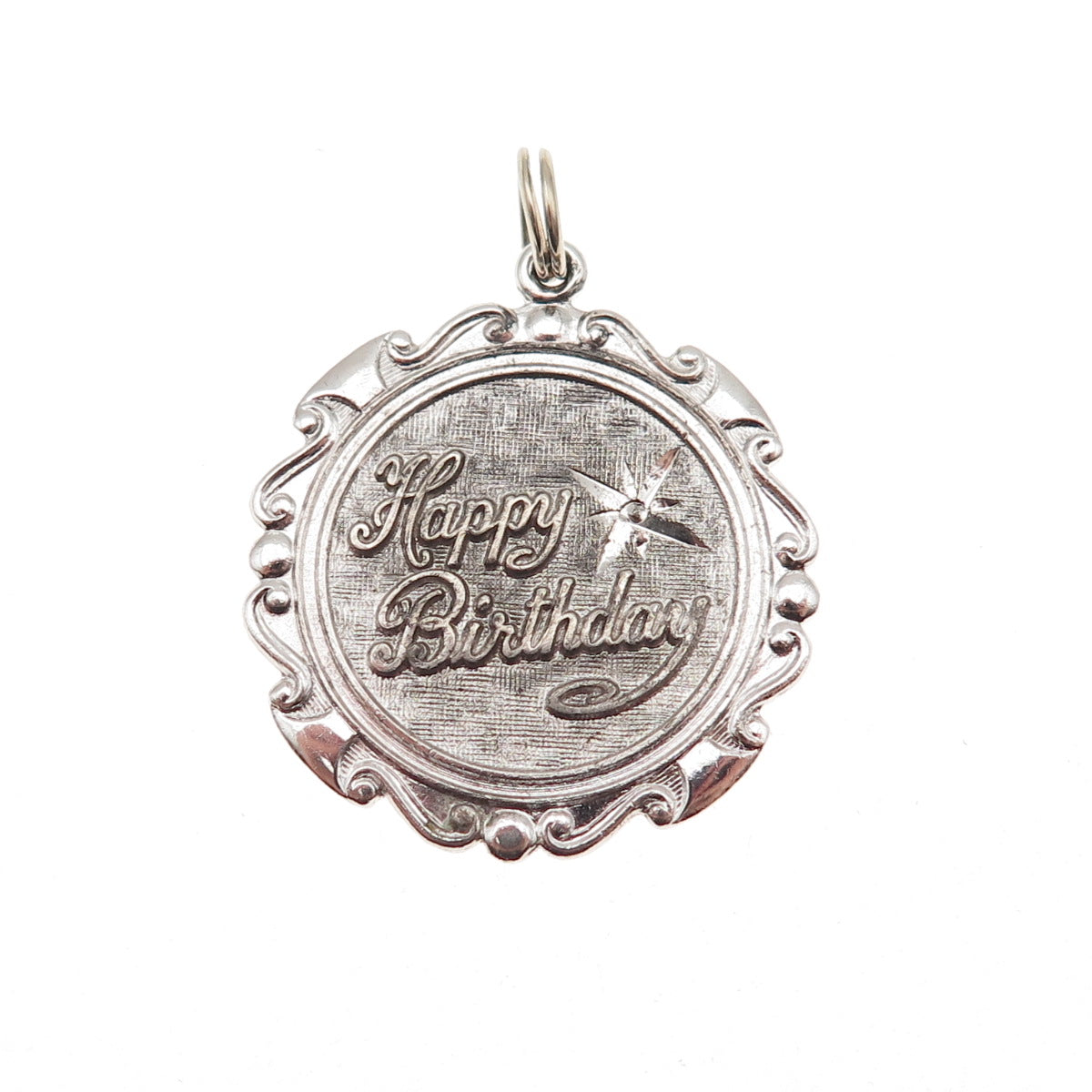 Griffith & Sons Co. 925 Sterling Silver Vintage Happy Birthday Charm Pendant