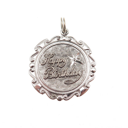 Griffith & Sons Co. 925 Sterling Silver Vintage Happy Birthday Charm Pendant