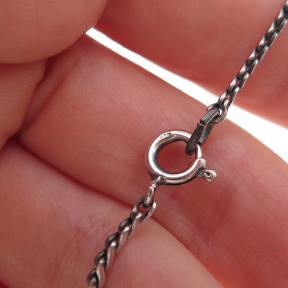925 Sterling Silver 2-Tone Vintage Bar S-Shape Chain Necklace 16"