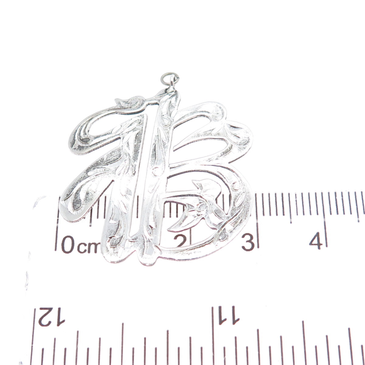 925 Sterling Silver Vintage Engraved Fortune Chinese Character Charm Pendant