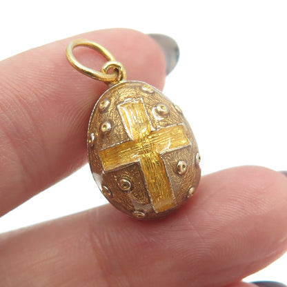 RAFKA Retired 925 Sterling Silver Vermeil Enamel Cross Easter Egg Charm Pendant