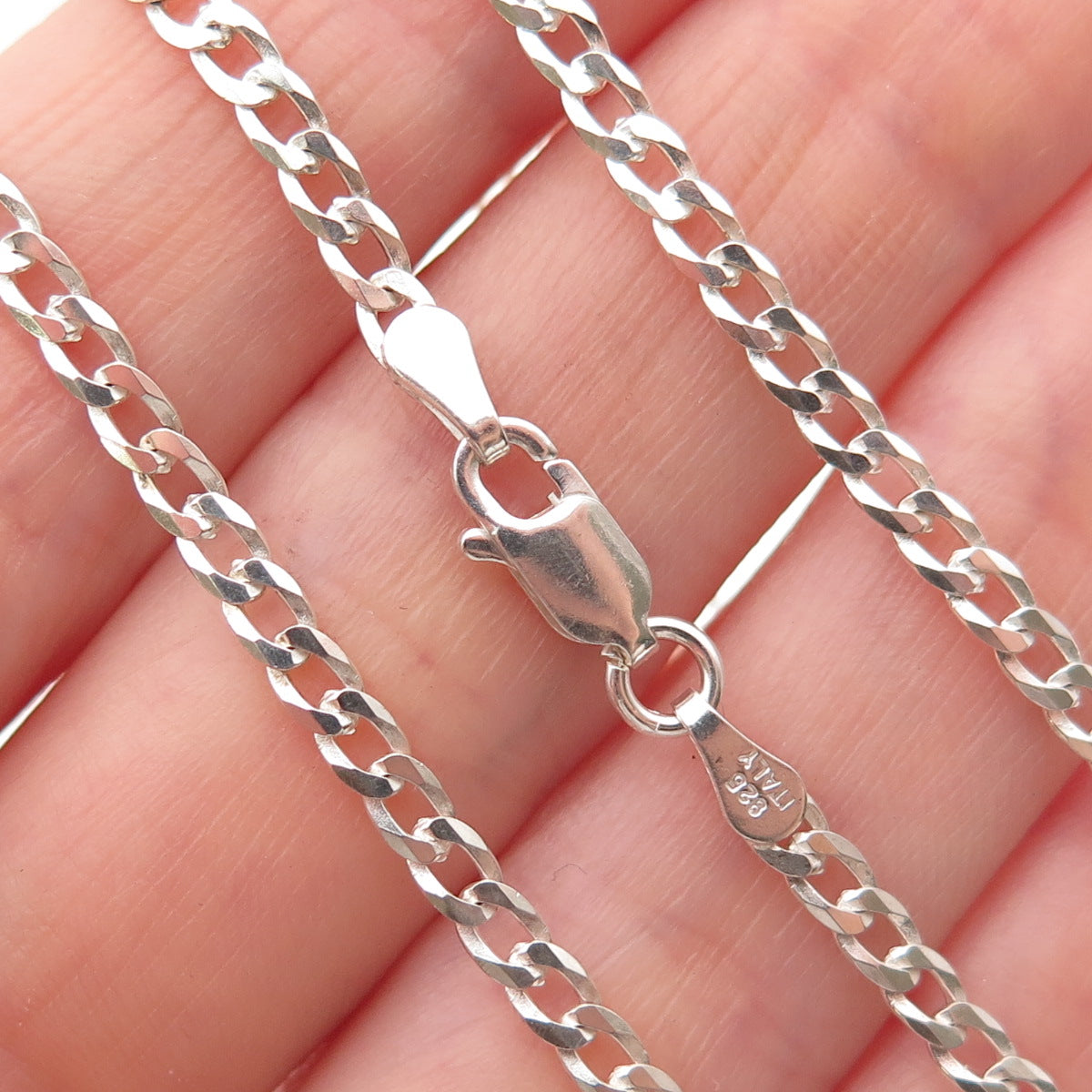 P. Lux 925 Sterling Silver Vintage Italy Curb Chain Necklace 20"