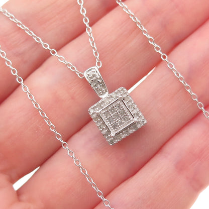 925 Sterling Silver Real Round-Cut Diamond Cable Chain Necklace 18"