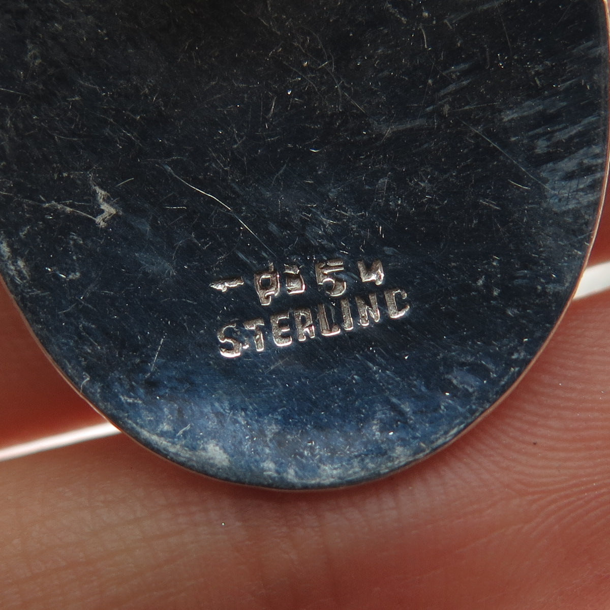 925 Sterling Silver Vintage Mexico Tribal Oval Earrings