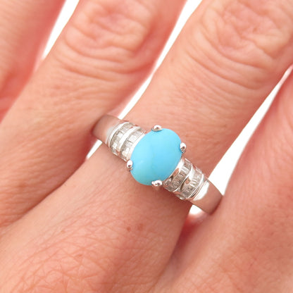 Chuck Clemency 925 Sterling Silver Real Diamond & Turquoise Ring Size 8.25