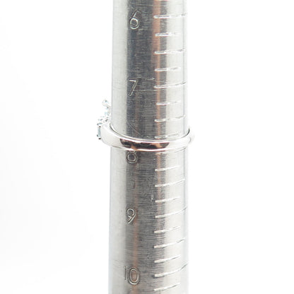 925 Sterling Silver Real Emerald-Cut Blue Topaz Engagement Ring Size 8