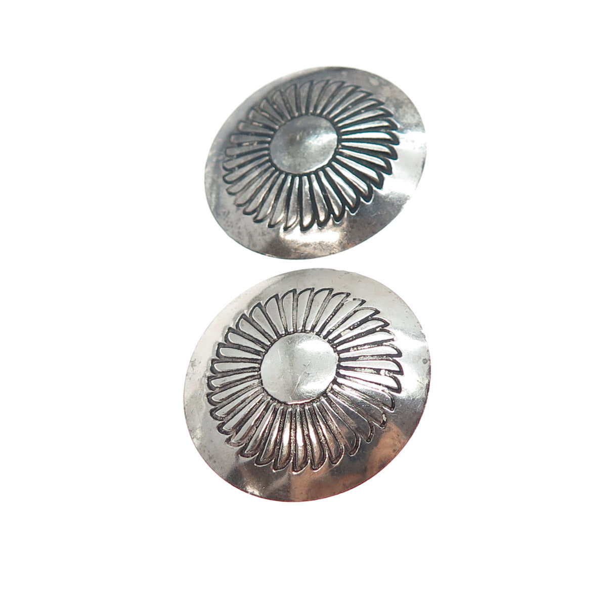 Old Pawn Sterling Silver Vintage Southwestern Concho Tribal Oxidized Earrings