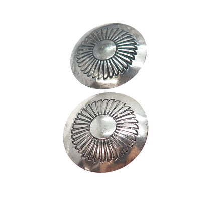 Old Pawn Sterling Silver Vintage Southwestern Concho Tribal Oxidized Earrings