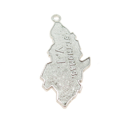 925 Sterling Silver Vintage St. Thomas VI Map Charm Pendant