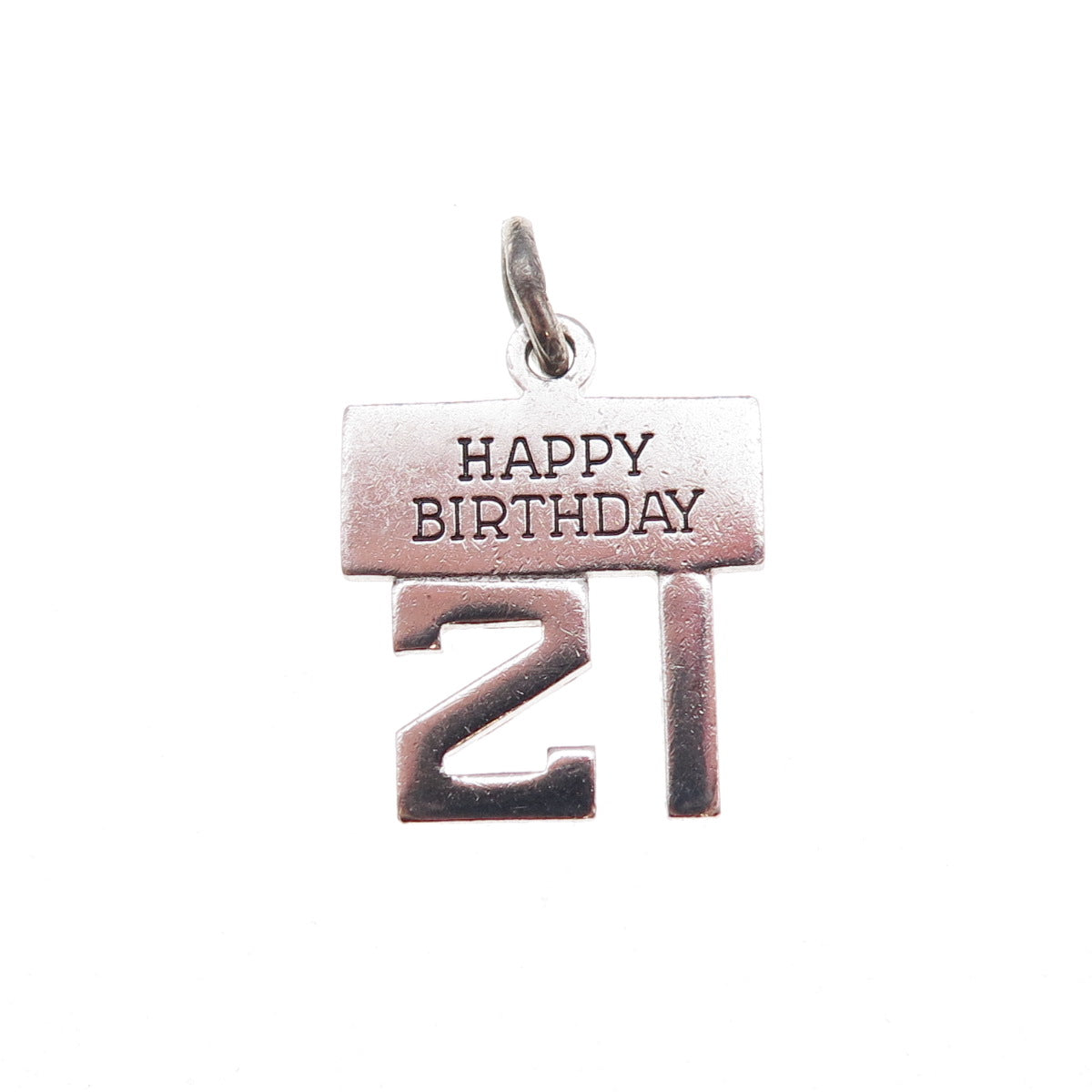 Wells 925 Sterling Silver Vintage 21 Happy Birthday Charm Pendant