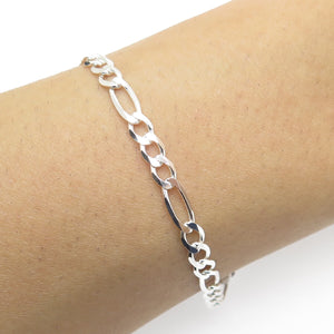 HAN 925 Sterling Silver Italy Figaro Link Bracelet 7.5"