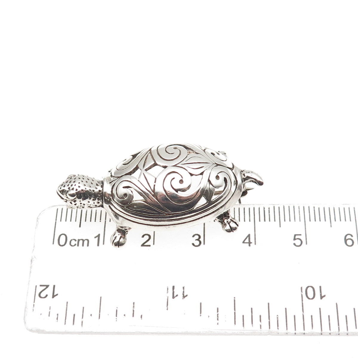 JEZLAINE 925 Sterling Silver Vintage Turtle Oxidized Pin Brooch