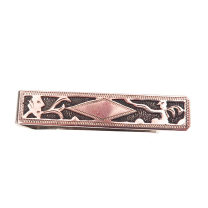 900 Silver & Gold Vintage 1971 Guatemala Oxidized Tribal Tie Clip
